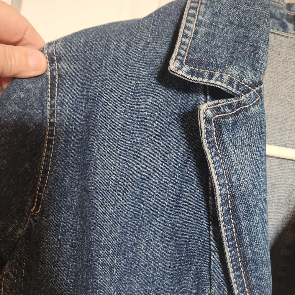 Vintage Caribbean Joe Indigo Denim Jacket Womens Petite Large - Picture 9 of 10